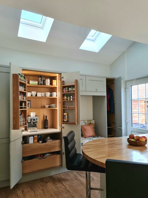 kitchen with pantry and bench seat