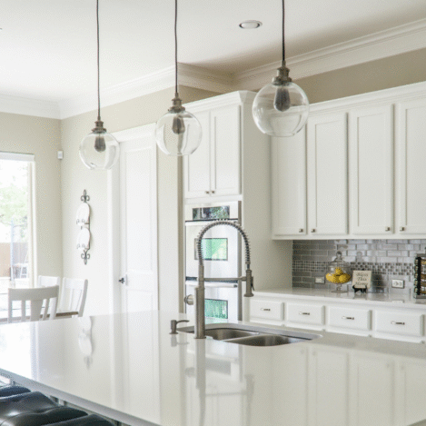 A luxury kitchen with a centre island